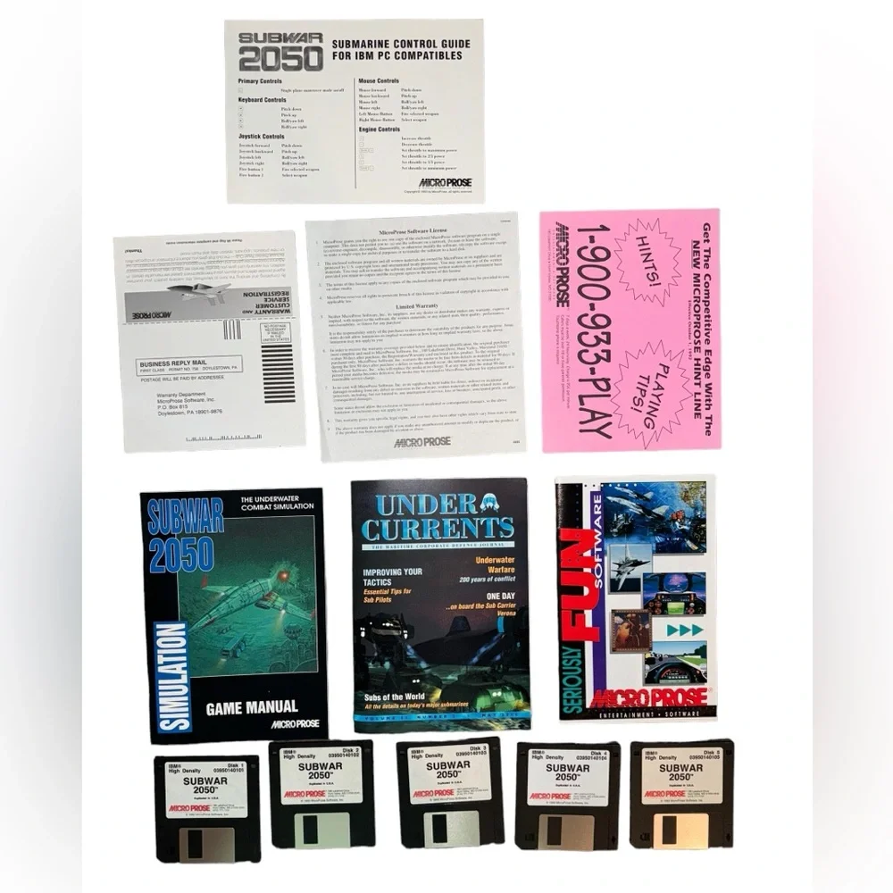 Subwar 2050 Simulation (PC, 1993) Underwater Combat Simulation Vintage